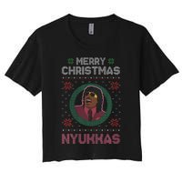 Merry Christmas Nyukkas Funny Christmas Apparel Women's Crop Top Tee