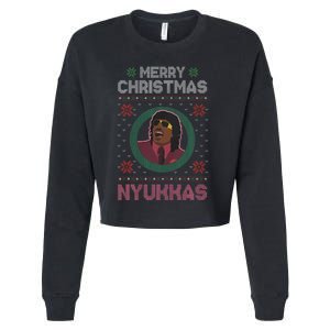 Merry Christmas Nyukkas Funny Christmas Apparel Cropped Pullover Crew