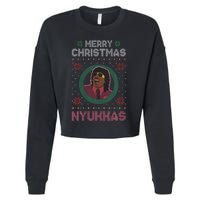 Merry Christmas Nyukkas Funny Christmas Apparel Cropped Pullover Crew