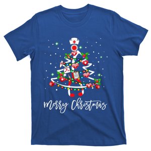 Merry Christmas Nurse Stethoscope Tree Lights Gift T-Shirt