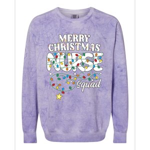 Merry Christmas Nurse Squad Party Nursing Np Rn Xmas Lights Gift Colorblast Crewneck Sweatshirt