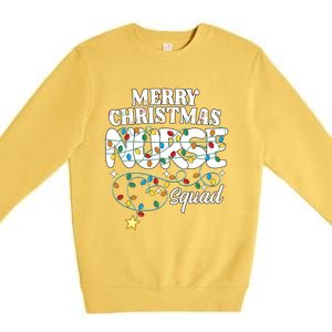 Merry Christmas Nurse Squad Party Nursing Np Rn Xmas Lights Gift Premium Crewneck Sweatshirt