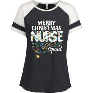 Merry Christmas Nurse Squad Party Nursing Np Rn Xmas Lights Gift Enza Ladies Jersey Colorblock Tee