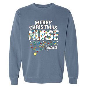 Merry Christmas Nurse Squad Party Nursing Np Rn Xmas Lights Gift Garment-Dyed Sweatshirt