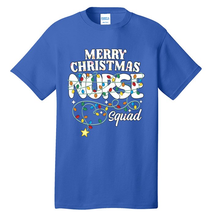 Merry Christmas Nurse Squad Party Nursing Np Rn Xmas Lights Gift Tall T-Shirt