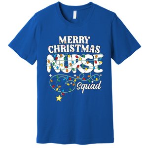 Merry Christmas Nurse Squad Party Nursing Np Rn Xmas Lights Gift Premium T-Shirt