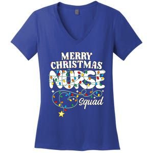 Merry Christmas Nurse Squad Party Nursing Np Rn Xmas Lights Gift Women's V-Neck T-Shirt