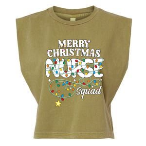 Merry Christmas Nurse Squad Party Nursing Np Rn Xmas Lights Gift Garment-Dyed Women's Muscle Tee