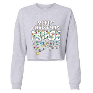 Merry Christmas Nurse Squad Party Nursing Np Rn Xmas Lights Gift Cropped Pullover Crew