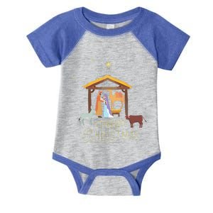 Merry Christmas Nativity Scene North Star Baby Jesus Infant Baby Jersey Bodysuit