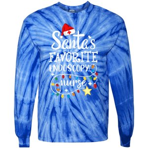 Merry Christmas Nurse Crew Santas Favorite Endoscopy Nurse Gift Tie-Dye Long Sleeve Shirt