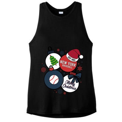 Merry Christmas New York Baseball Est 1903 Ladies PosiCharge Tri-Blend Wicking Tank