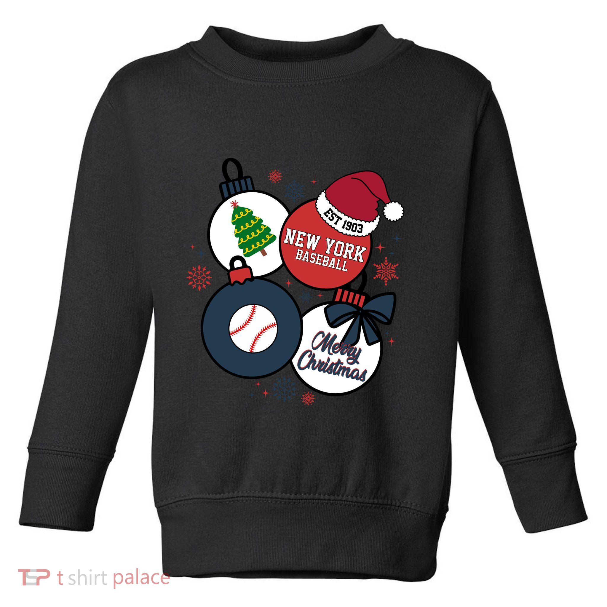 Merry Christmas New York Baseball Est 1903 Toddler Sweatshirt