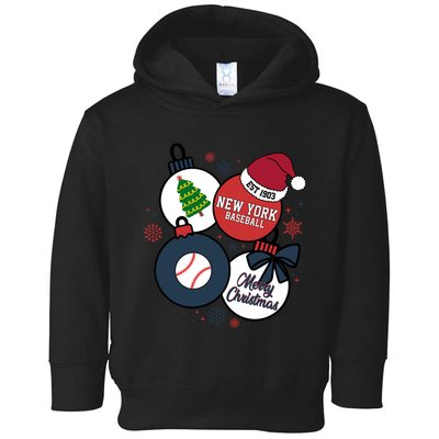 Merry Christmas New York Baseball Est 1903 Toddler Hoodie