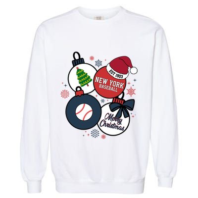 Merry Christmas New York Baseball Est 1903 Garment-Dyed Sweatshirt