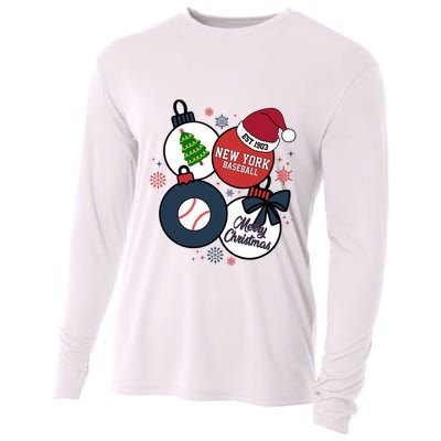 Merry Christmas New York Baseball Est 1903 Cooling Performance Long Sleeve Crew