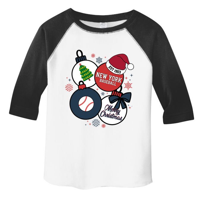 Merry Christmas New York Baseball Est 1903 Toddler Fine Jersey T-Shirt