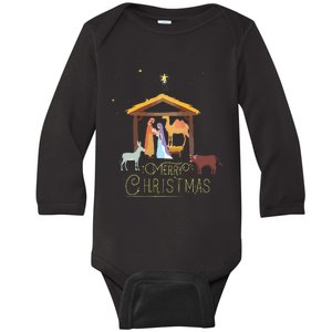 Merry Christmas Nativity Scene North Star Baby Jesus Short Sleeve Baby Long Sleeve Bodysuit