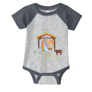 Merry Christmas Nativity Scene North Star Baby Jesus Short Sleeve Infant Baby Jersey Bodysuit