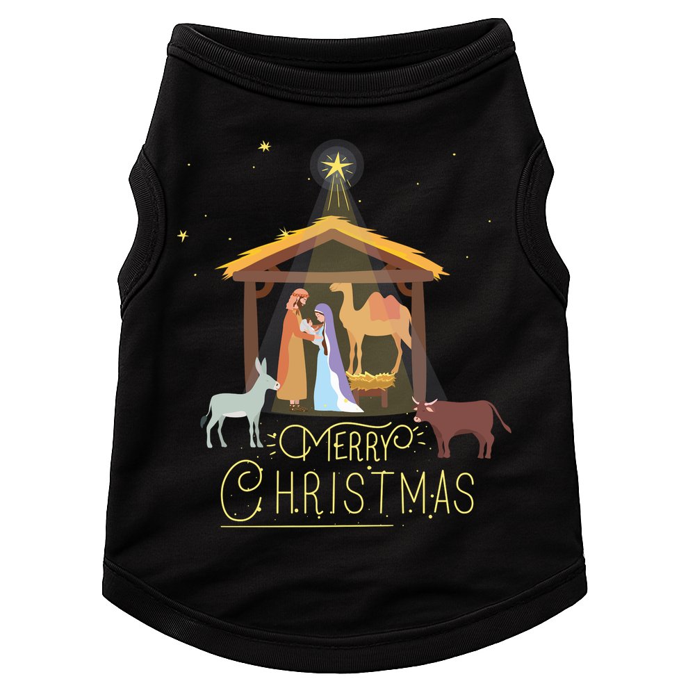 Merry Christmas Nativity Scene North Star Baby Jesus Long Sleeve Doggie Tank