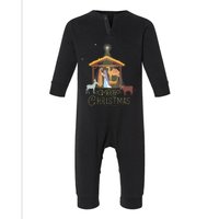 Merry Christmas Nativity Scene North Star Baby Jesus Long Sleeve Infant Fleece One Piece