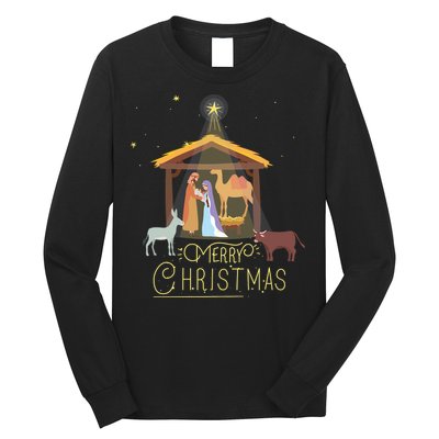 Merry Christmas Nativity Scene North Star Baby Jesus Long Sleeve Long Sleeve Shirt