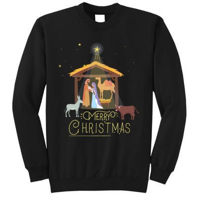 Merry Christmas Nativity Scene North Star Baby Jesus Long Sleeve Sweatshirt