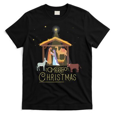 Merry Christmas Nativity Scene North Star Baby Jesus Long Sleeve T-Shirt