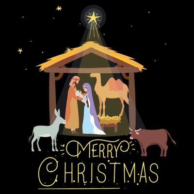 Merry Christmas Nativity Scene North Star Baby Jesus Long Sleeve T-Shirt