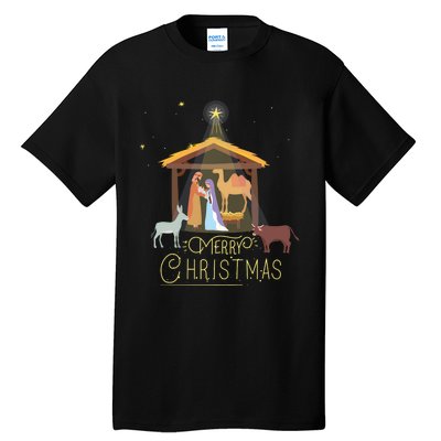 Merry Christmas Nativity Scene North Star Baby Jesus Long Sleeve Tall T-Shirt