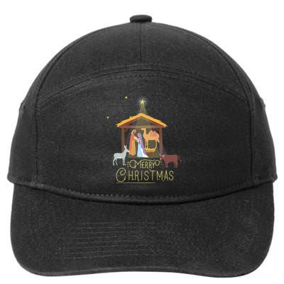 Merry Christmas Nativity Scene North Star Baby Jesus Long Sleeve 7-Panel Snapback Hat
