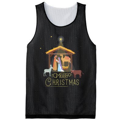 Merry Christmas Nativity Scene North Star Baby Jesus Long Sleeve Mesh Reversible Basketball Jersey Tank