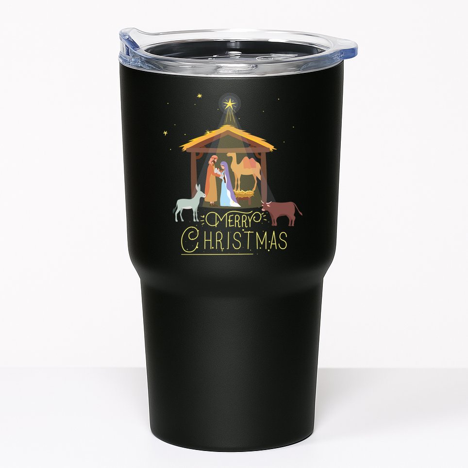 Merry Christmas Nativity Scene North Star Baby Jesus Long Sleeve Tumbler