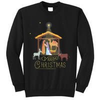 Merry Christmas Nativity Scene North Star Baby Jesus Long Sleeve Tall Sweatshirt