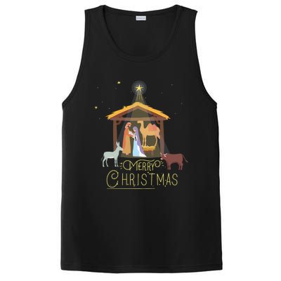 Merry Christmas Nativity Scene North Star Baby Jesus Long Sleeve PosiCharge Competitor Tank