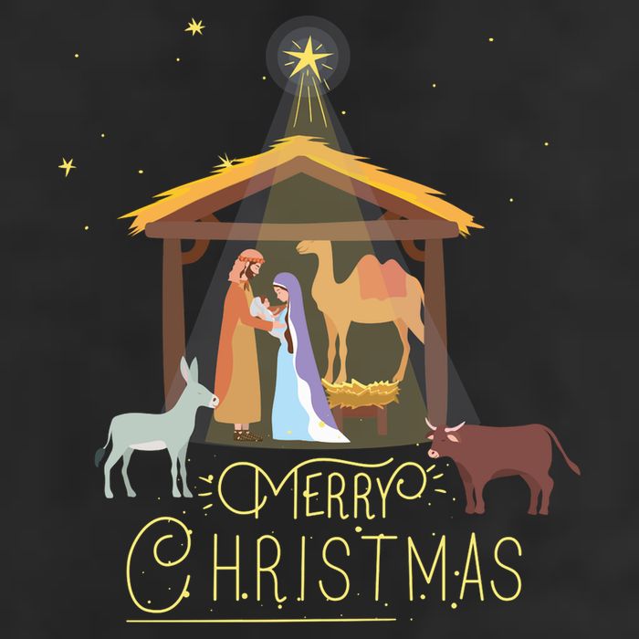 Merry Christmas Nativity Scene North Star Baby Jesus Long Sleeve Hat