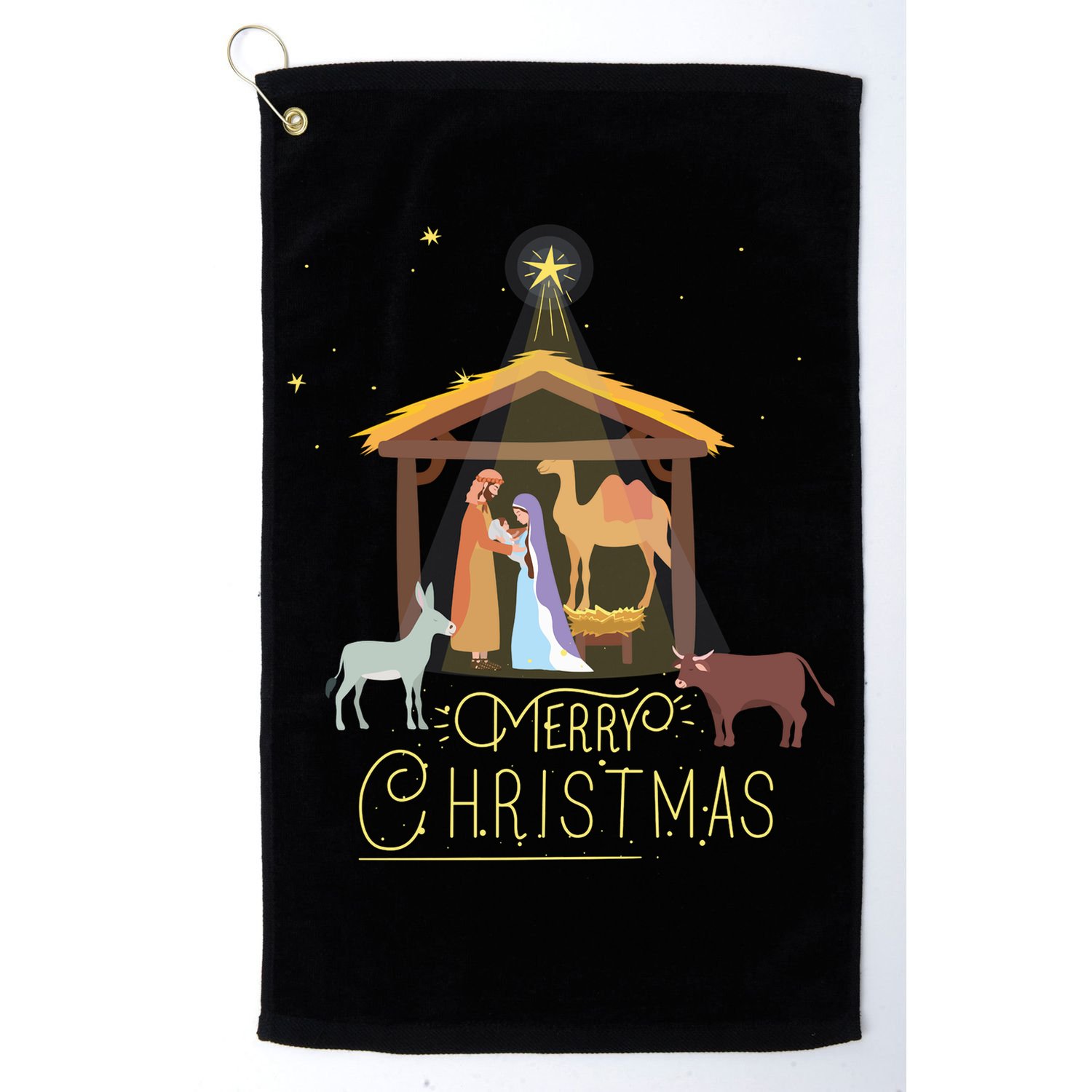 Merry Christmas Nativity Scene North Star Baby Jesus Long Sleeve Golf Towel