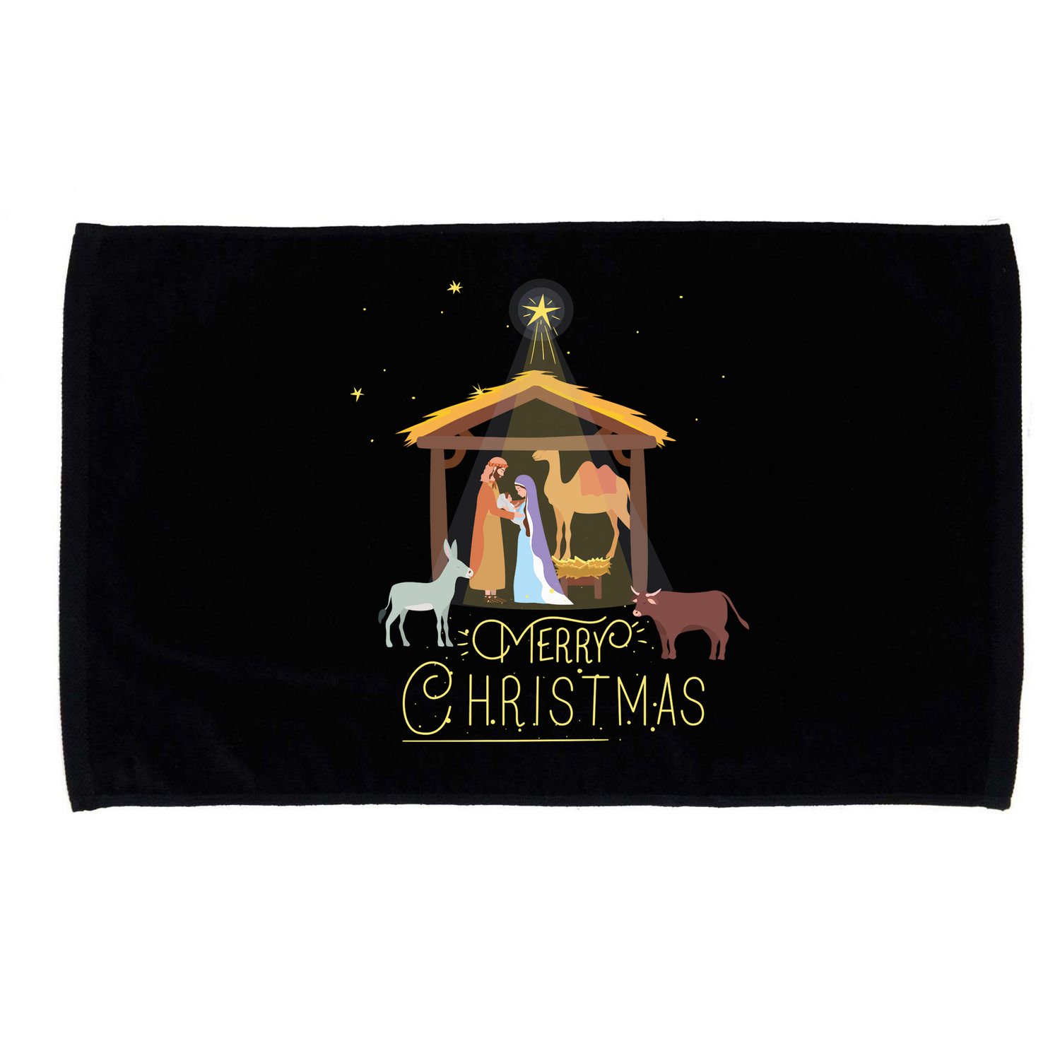 Merry Christmas Nativity Scene North Star Baby Jesus Long Sleeve Microfiber Hand Towel