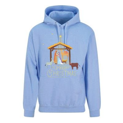 Merry Christmas Nativity Scene North Star Baby Jesus Long Sleeve Unisex Surf Hoodie