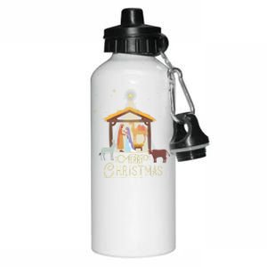 Merry Christmas Nativity Scene North Star Baby Jesus Long Sleeve Aluminum Water Bottle