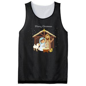 Merry Christmas & Nativity Scene Christian Faith Holiday Long Sleeve Mesh Reversible Basketball Jersey Tank