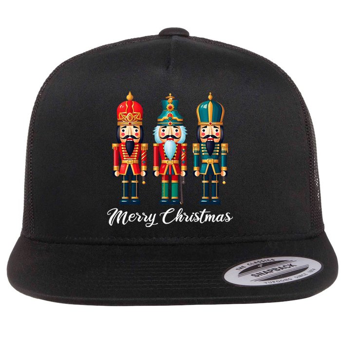 Merry Christmas Nutcracker Ballet Festive Xmas Flat Bill Trucker Hat