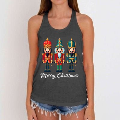 Merry Christmas Nutcracker Ballet Festive Xmas Women's Knotted Racerback Tank