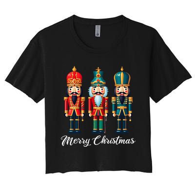 Merry Christmas Nutcracker Ballet Festive Xmas Women's Crop Top Tee