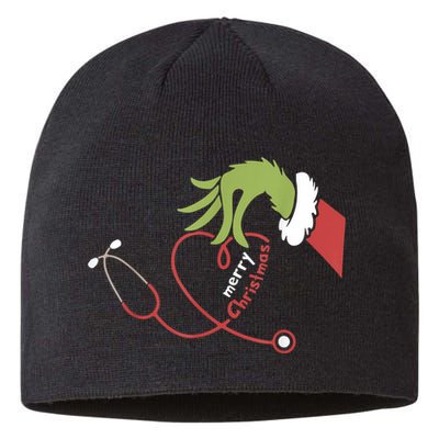 Merry Christmas Nurse Funny Nursing Christmas Sustainable Beanie