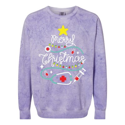 Merry Christmas Nurse Life Medical Colorblast Crewneck Sweatshirt