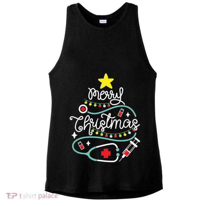 Merry Christmas Nurse Life Medical Ladies PosiCharge Tri-Blend Wicking Tank