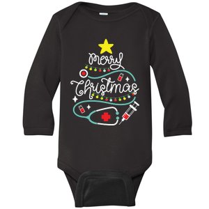 Merry Christmas Nurse Life Medical Baby Long Sleeve Bodysuit