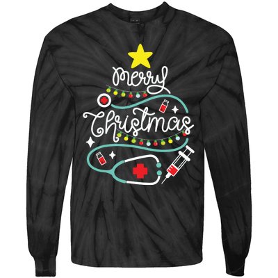 Merry Christmas Nurse Life Medical Tie-Dye Long Sleeve Shirt