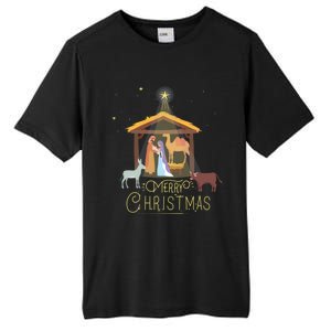 Merry Christmas Nativity Scene North Star Jesus Gift Tall Fusion ChromaSoft Performance T-Shirt